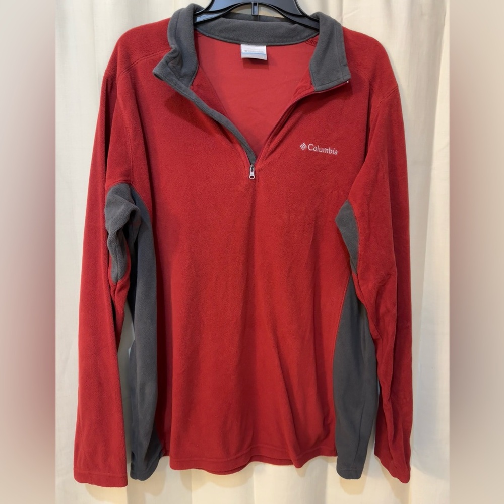 Columbia Red and Gray Fleece Pullover